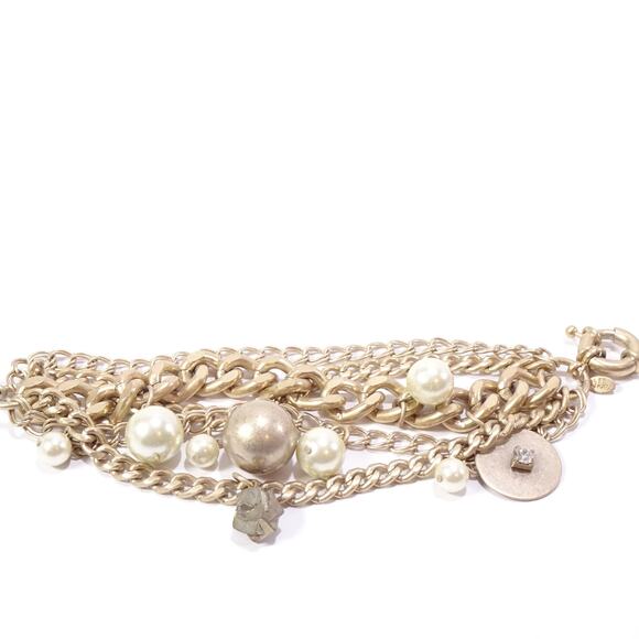 Neiman Marcus Lee Angel Women's Brass Multi Chain Charm Bracelet NWT 210 - Picture 5 of 9